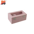 Customized MDF Music Transparent Window Matt Wooden Gift Packaging Pink Silk Screen Logo Small Jewelry Wood box